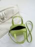 Mini Square Bag Green Minimalist Double Handle For Daily