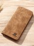 Brown Long Wallet Stitch Detail Bi-Fold For Daily