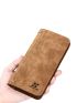 Brown Long Wallet Stitch Detail Bi-Fold For Daily