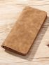 Brown Long Wallet Stitch Detail Bi-Fold For Daily