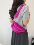 Crocodile Embossed Fanny Pack Hot Pink Chain Decor Adjustable Strap