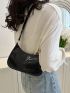 Snakeskin Embossed Hobo Bag Mini Black