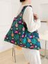 Flamingo & Pineapple Graphic Shopper Bag Oversized Foldable