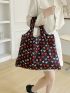 Oversized Shopper Bag Polyamide Heart Pattern No-closure