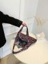 Oversized Shopper Bag Polyamide Heart Pattern No-closure