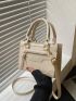 Mini Zip Front Square Bag Double Handle