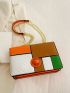 Colorblock Flap Square Bag Fashion Chain