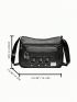 Metal Patch Hobo Bag Pocket Front Studded Decor