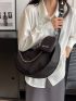 Chain Decor Hobo Bag With Coin Purse Solid