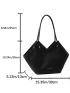 Letter Patch Decor Shoulder Tote Bag Black