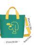 Two Tone Square Bag Cartoon & Letter Graphic