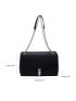 Litchi Embossed Flap Square Bag Metal Decor Elegant