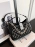 Small Hobo Bag Studded & Chain Decor