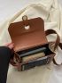 Colorblock Square Bag Mini Flap Brown