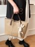 Medium Tote Bag Double Handle Cartoon Rabbit Decor