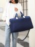 Quilted Travel Bag Double Handle Medium Blue