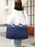 Quilted Travel Bag Double Handle Medium Blue