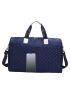 Quilted Travel Bag Double Handle Medium Blue