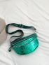 Chain Decor Fanny Pack Metallic Crocodile Embossed Funky