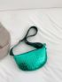 Chain Decor Fanny Pack Metallic Crocodile Embossed Funky