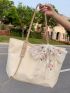 Large Shoulder Tote Bag Twilly Scarf Decor