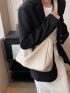 Large Hobo Bag Litchi Embossed Minimalist