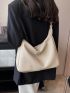 Large Hobo Bag Litchi Embossed Minimalist