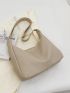 Large Hobo Bag Litchi Embossed Minimalist