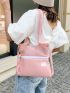 Letter Patch Decor Square Bag Pink Multi-Function