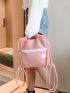 Letter Patch Decor Square Bag Pink Multi-Function