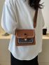 Colorblock Square Bag Mini Flap Brown