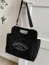 Large Shopper Bag Letter Embroidered Casual