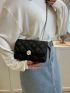 Mini Flap Square Bag Quilted Pattern Turn Lock