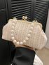 Small Square Bag Kiss Lock Pearl Strap