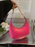 Mini Hobo Bag Pearl Strap Neon Pink