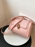 Small Flap Square Bag Metal Decor Pink