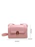 Small Flap Square Bag Metal Decor Pink