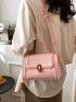 Small Flap Square Bag Metal Decor Pink