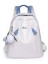 Two Tone Classic Backpack Ruched Detail Metal Decor With Bag Charm