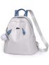 Two Tone Classic Backpack Ruched Detail Metal Decor With Bag Charm