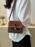 Colorblock Square Bag Mini Flap Brown