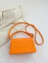 Minimalist Square Bag Flap Small Neon Orange