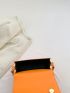 Minimalist Square Bag Flap Small Neon Orange