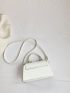 Mini Flap Square Bag Snakeskin Embossed White