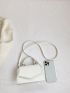 Mini Flap Square Bag Snakeskin Embossed White