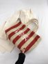 Letter Graphic Straw Bag Large Capacity Vacation