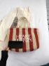 Letter Graphic Straw Bag Large Capacity Vacation