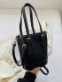 Minimalist Bucket Bag Mini Buckle Decor Black