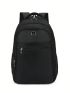 Letter Patch Decor Laptop Backpack Black Portable