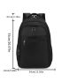 Letter Patch Decor Laptop Backpack Black Portable